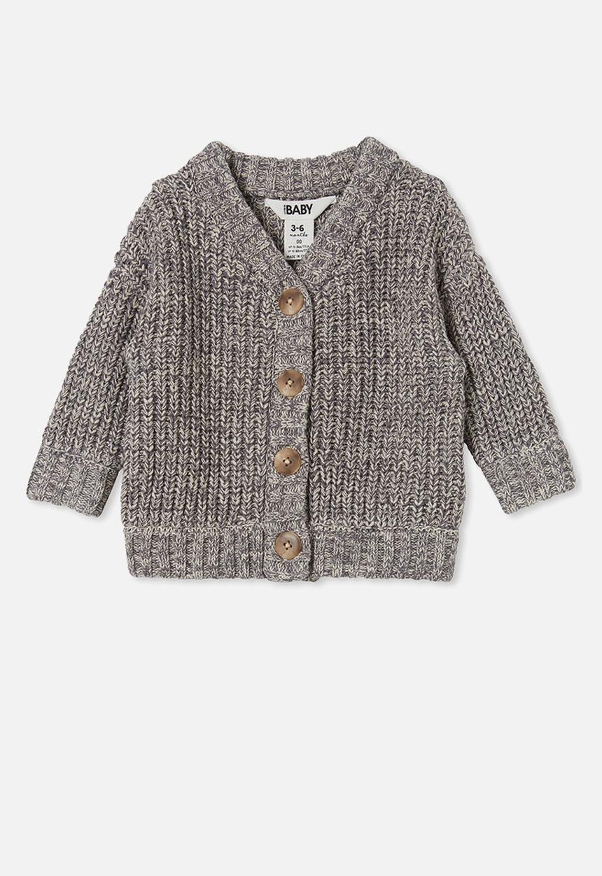 Cotton On - Connie drop shoulder cardigan - rabbit grey multi yarn