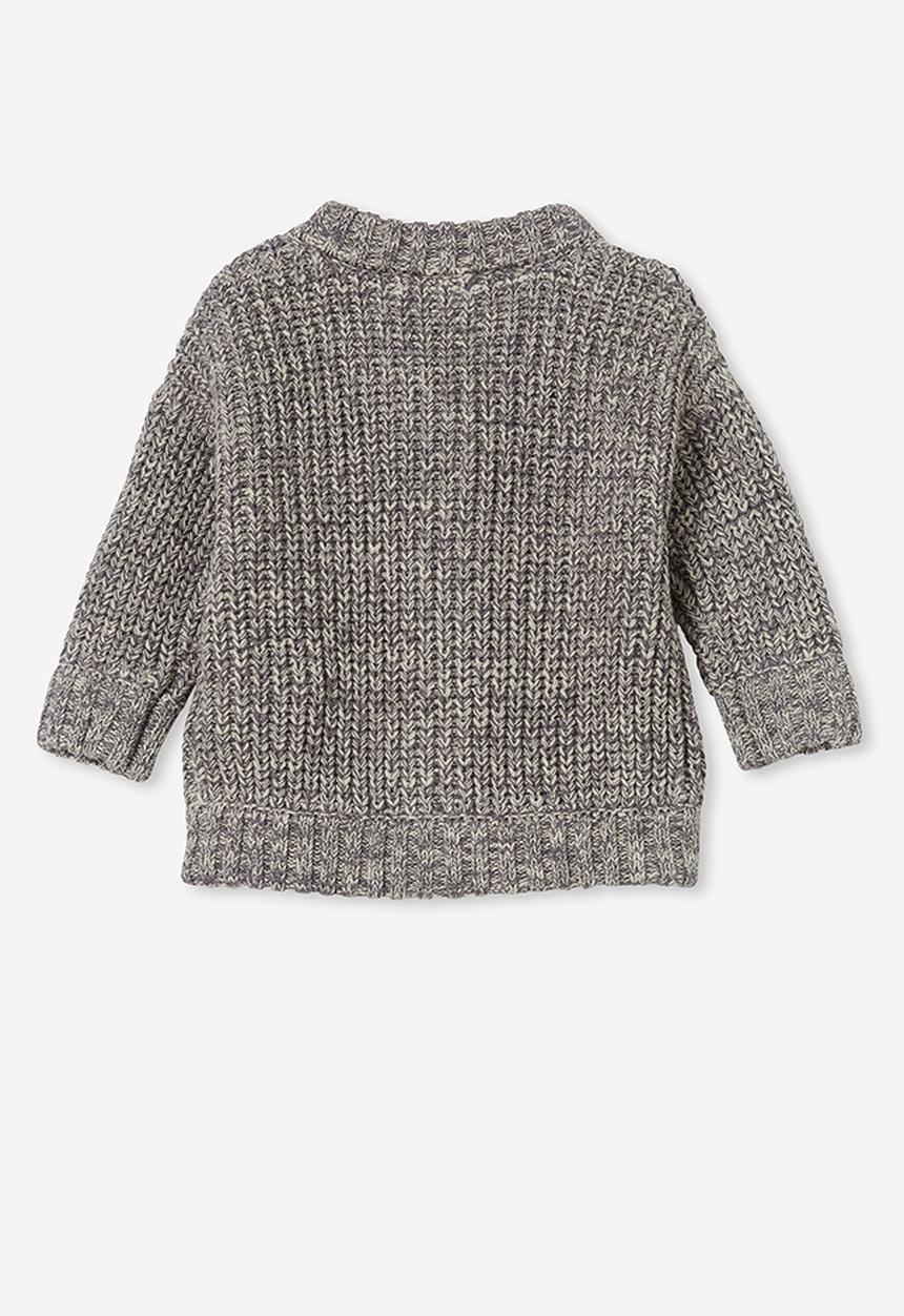 Cotton On - Connie drop shoulder cardigan - rabbit grey multi yarn