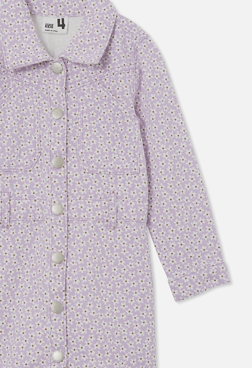 Cotton On - Harlow denim dress - lilac drop ditsy 