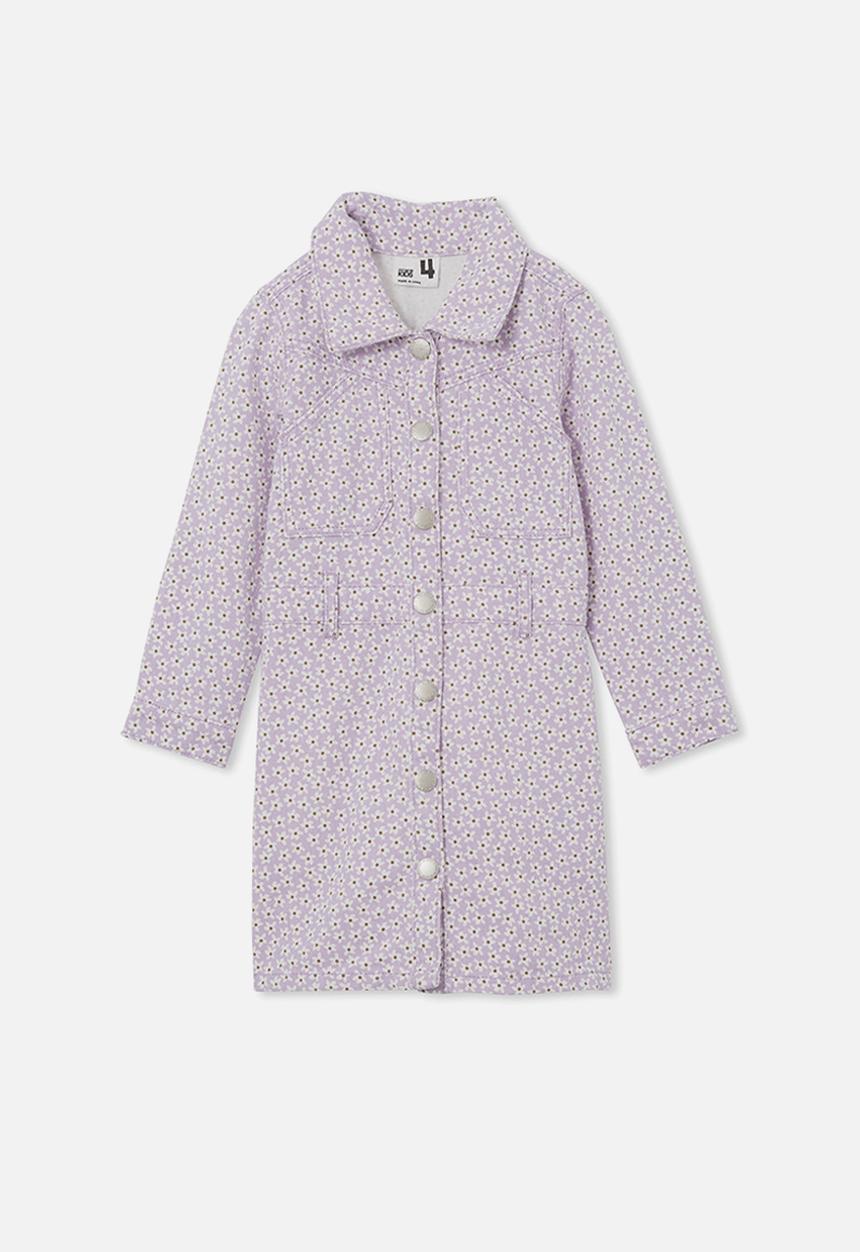 Cotton On - Harlow denim dress - lilac drop ditsy 