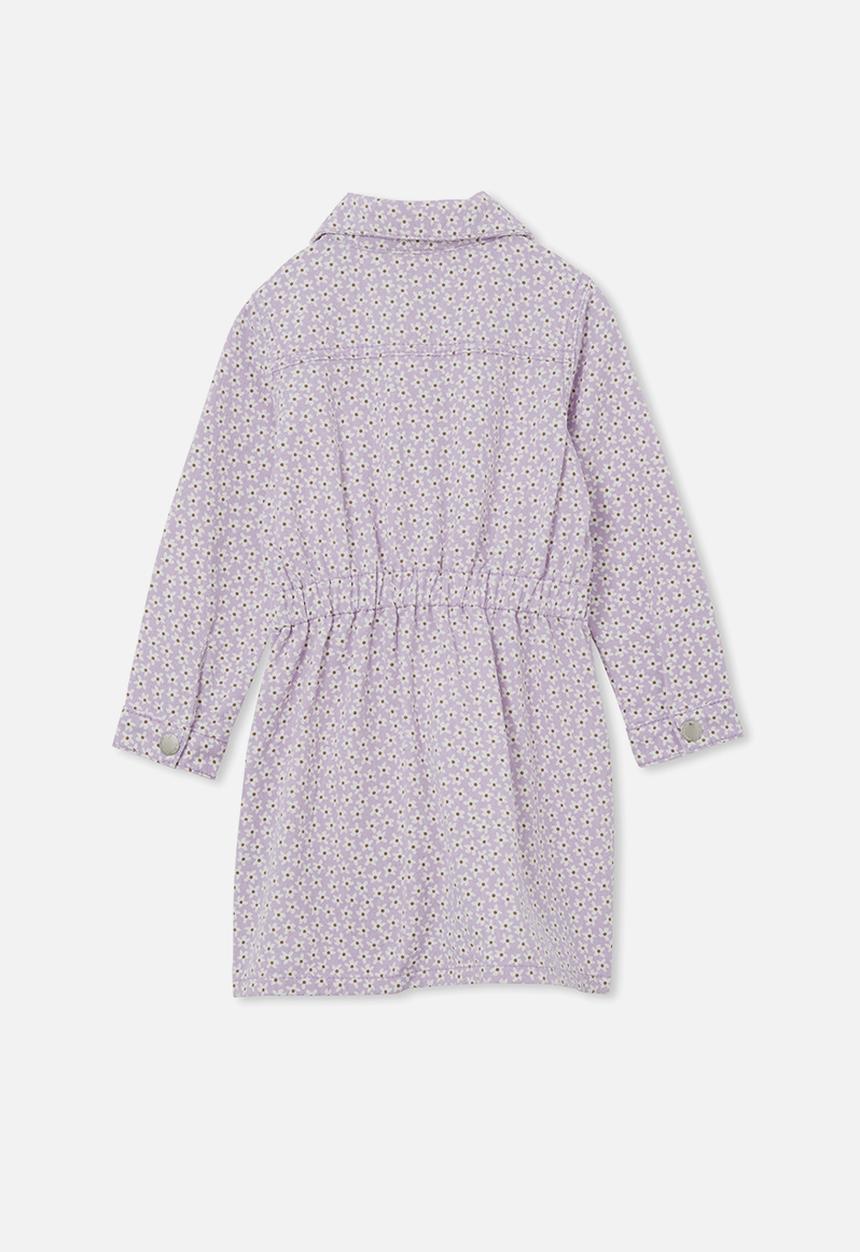 Cotton On - Harlow denim dress - lilac drop ditsy 
