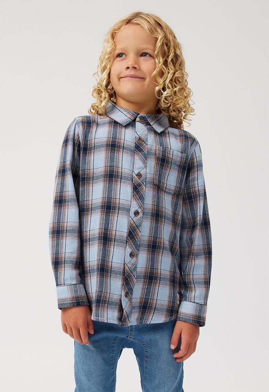 Cotton On - Rugged long sleeve shirt - dusty blue/vintage navy plaid