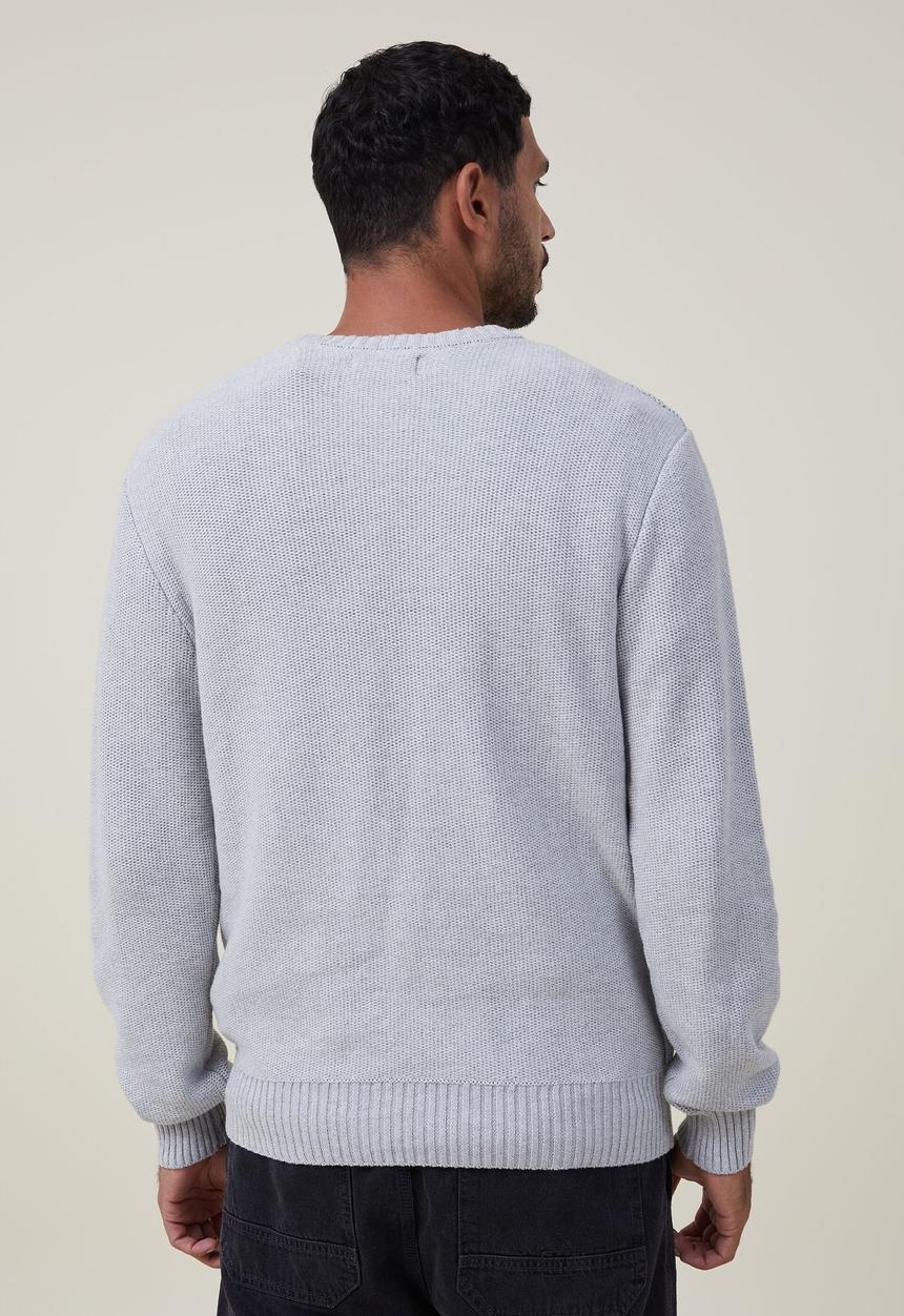 Cotton On - Crew knit - light grey marle waffle
