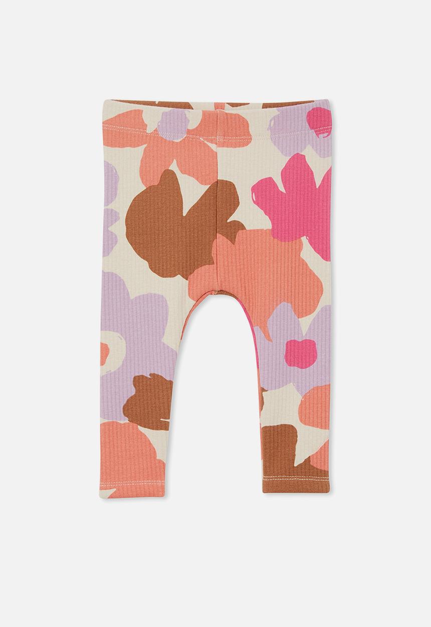 Cotton On - Rib fleece jogger - coco jumbo/emma floral
