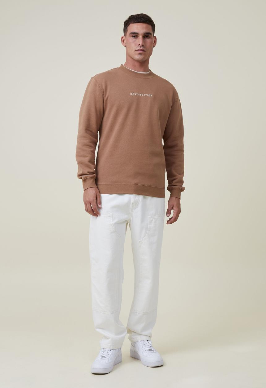Cotton On - Graphic crew fleece - burnt almond/continuation