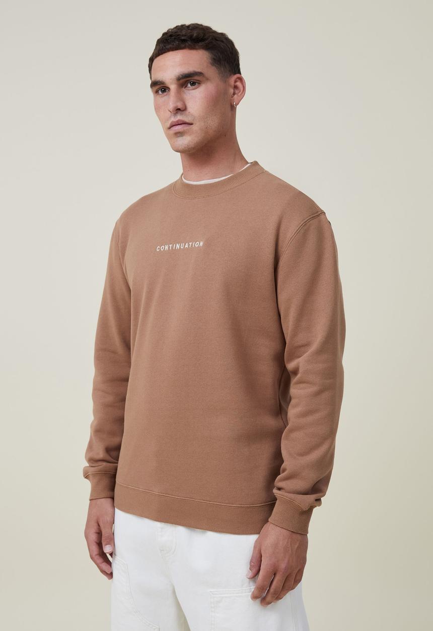 Cotton On - Graphic crew fleece - burnt almond/continuation
