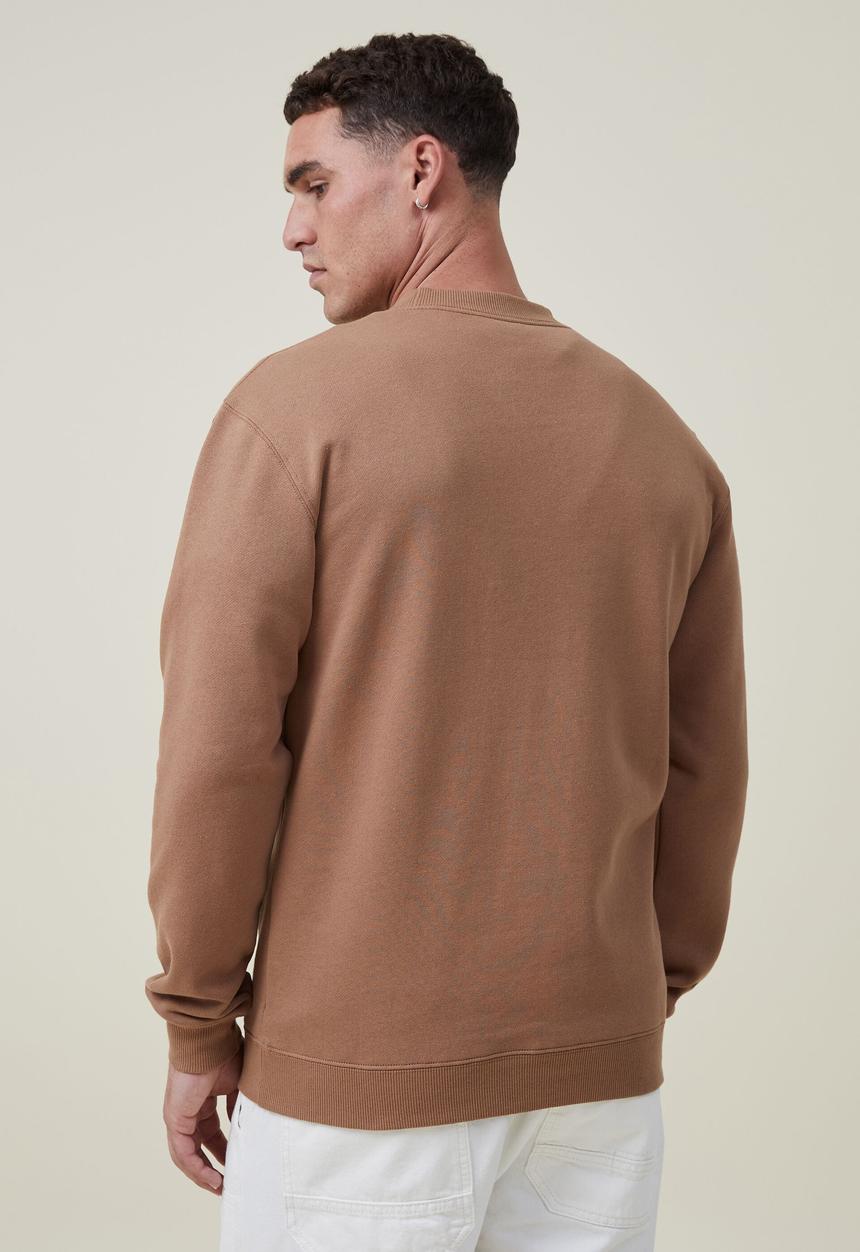 Cotton On - Graphic crew fleece - burnt almond/continuation
