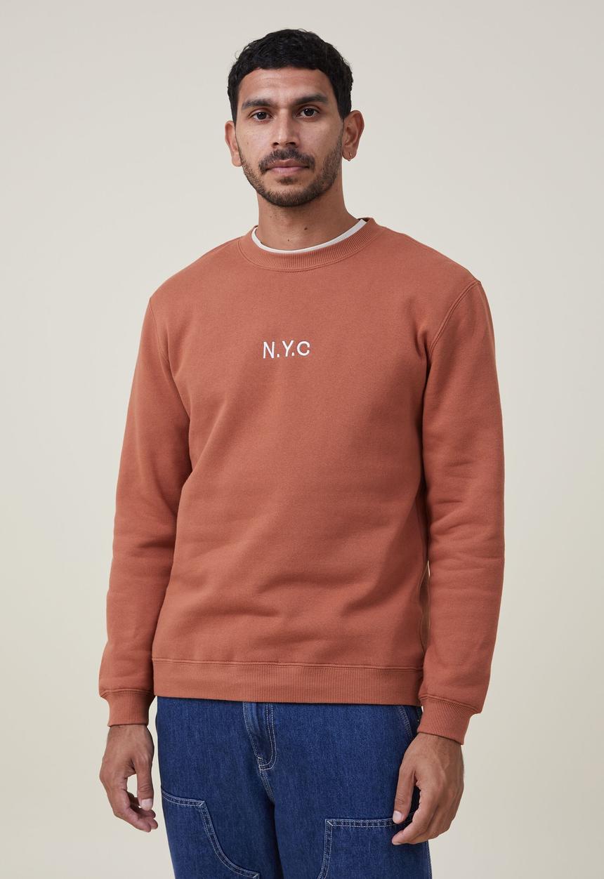 Cotton On - Graphic crew fleece - terracotta/nyc