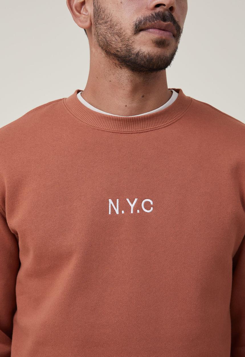Cotton On - Graphic crew fleece - terracotta/nyc