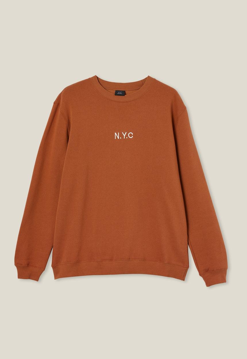 Cotton On - Graphic crew fleece - terracotta/nyc