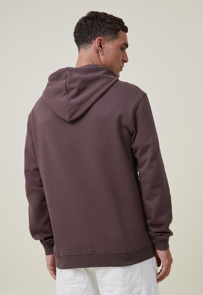 Cotton On - Graphic fleece pullover - washed chocolate/motor city