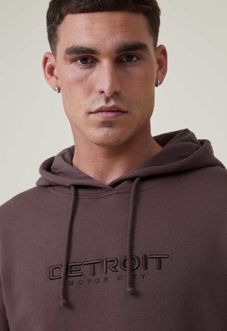 Cotton On - Graphic fleece pullover - washed chocolate/motor city
