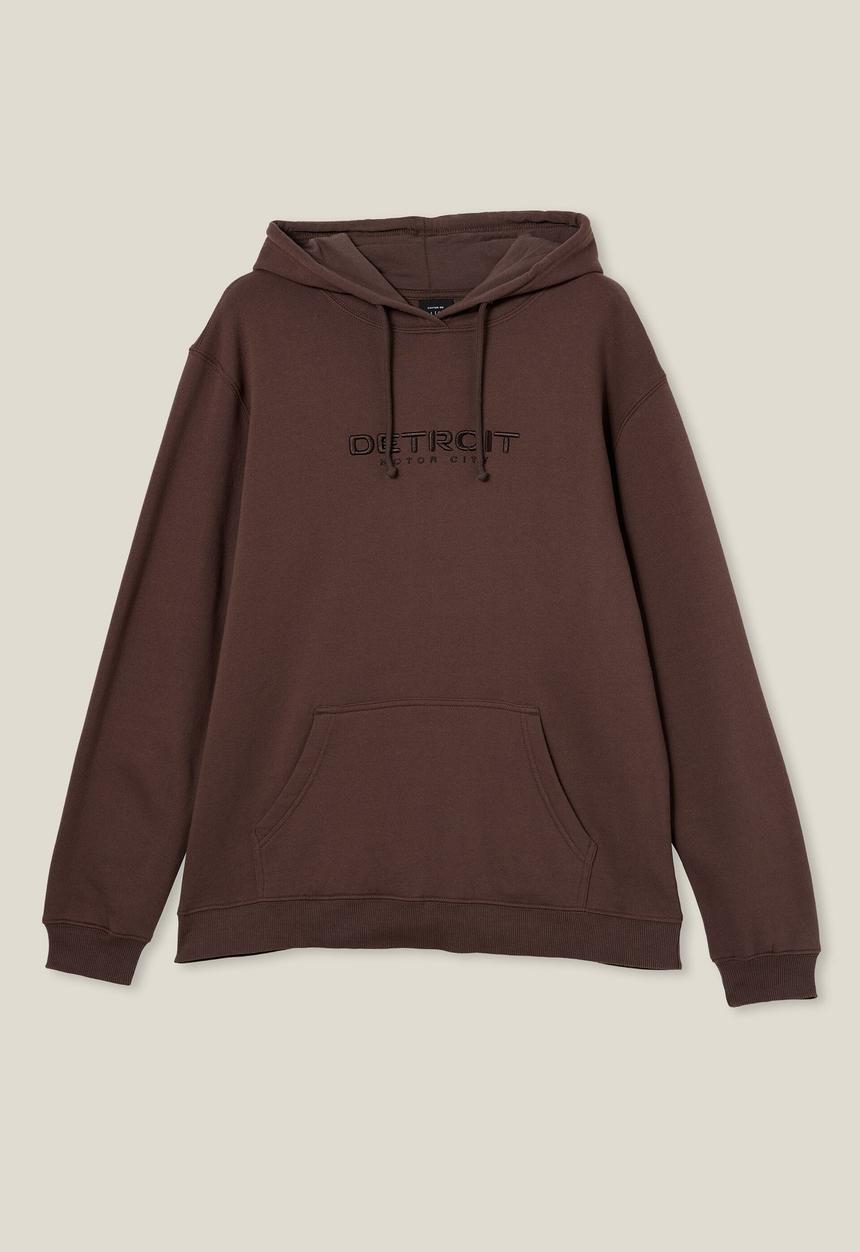 Cotton On - Graphic fleece pullover - washed chocolate/motor city