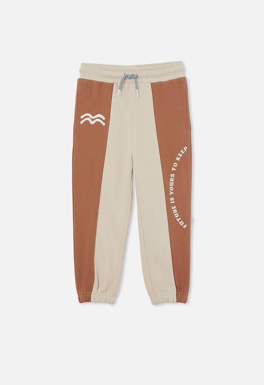 Cotton On - Unisex Organic Danny Fleece Trackpant - Coco Jumbo/Rainy Day/Future Is Yours
