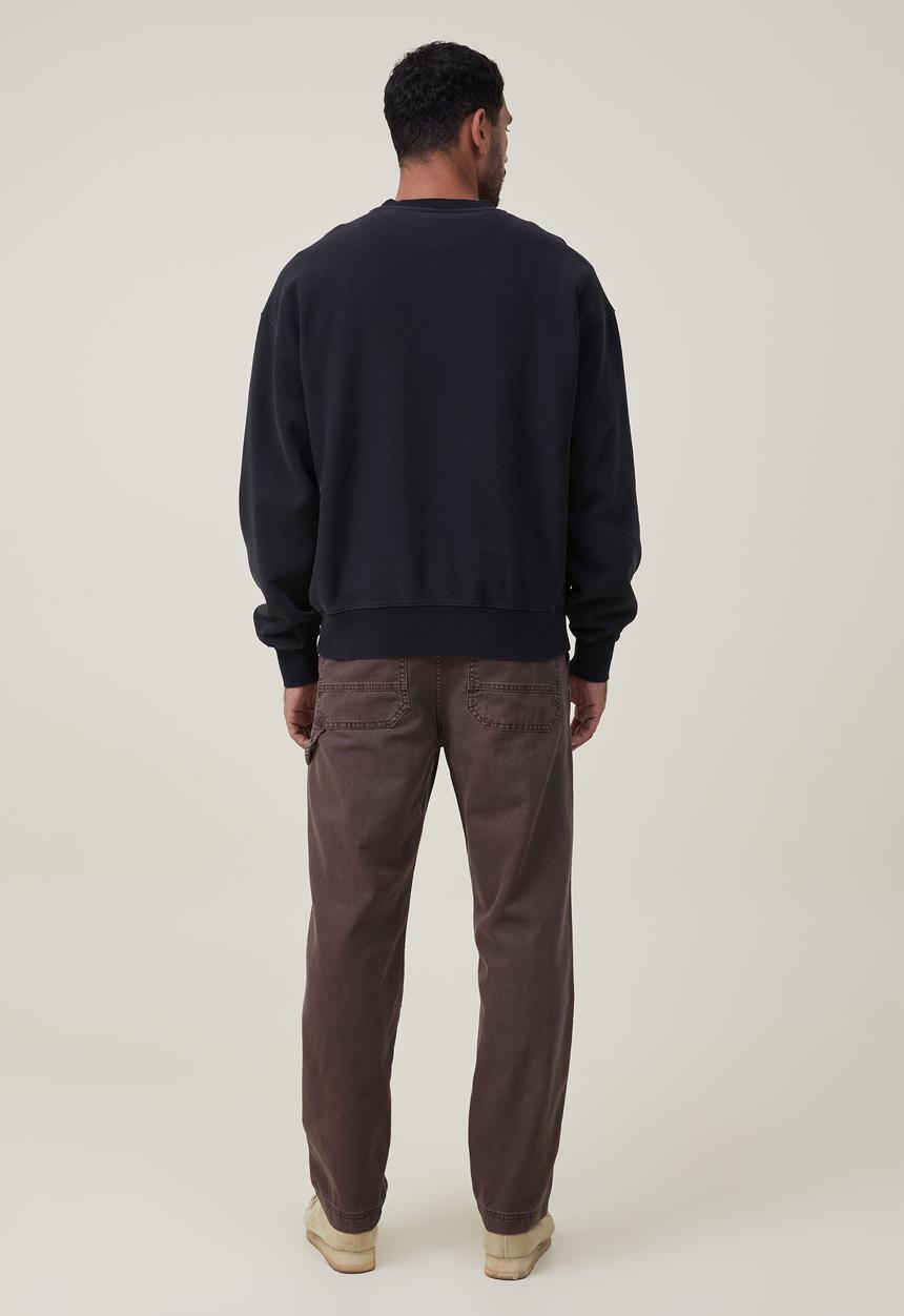 Cotton On - Loose fit pant - double knee washed chocolate