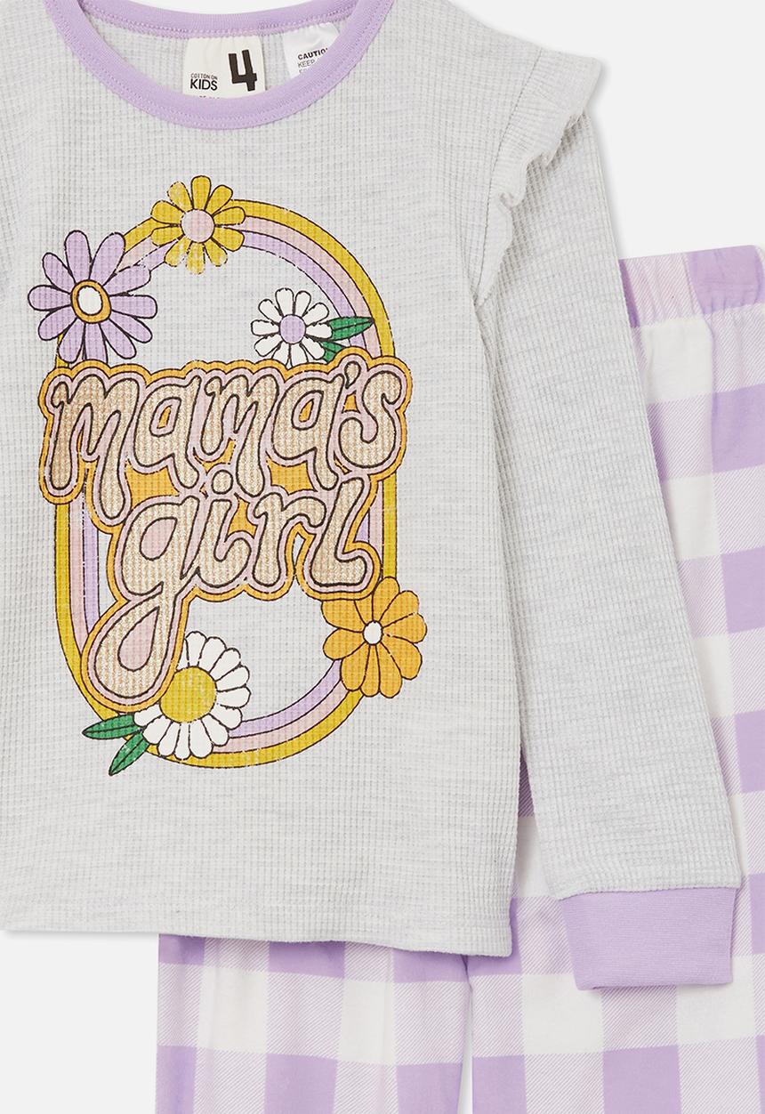 Cotton On - Willow long sleeve flutter pyjama set drw - snow marle/mama’s girl