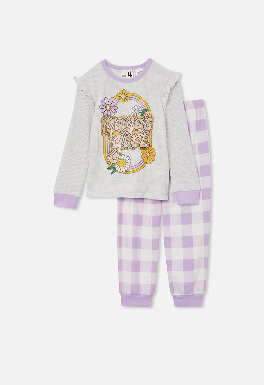 Cotton On - Willow long sleeve flutter pyjama set drw - snow marle/mama’s girl