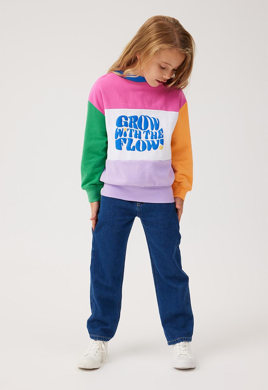 Cotton On - Unisex organic dusty fleece crew - colour block/grow with the flow