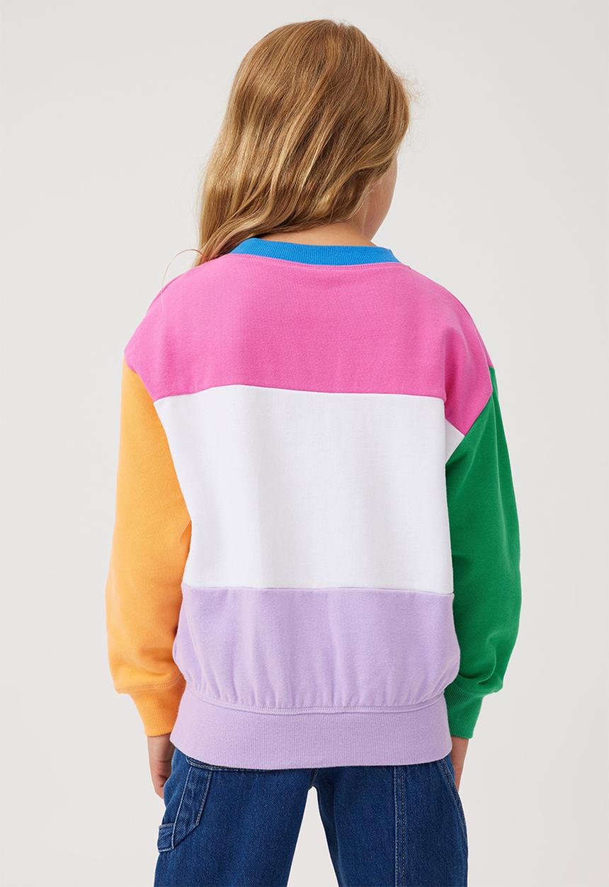 Cotton On - Unisex organic dusty fleece crew - colour block/grow with the flow