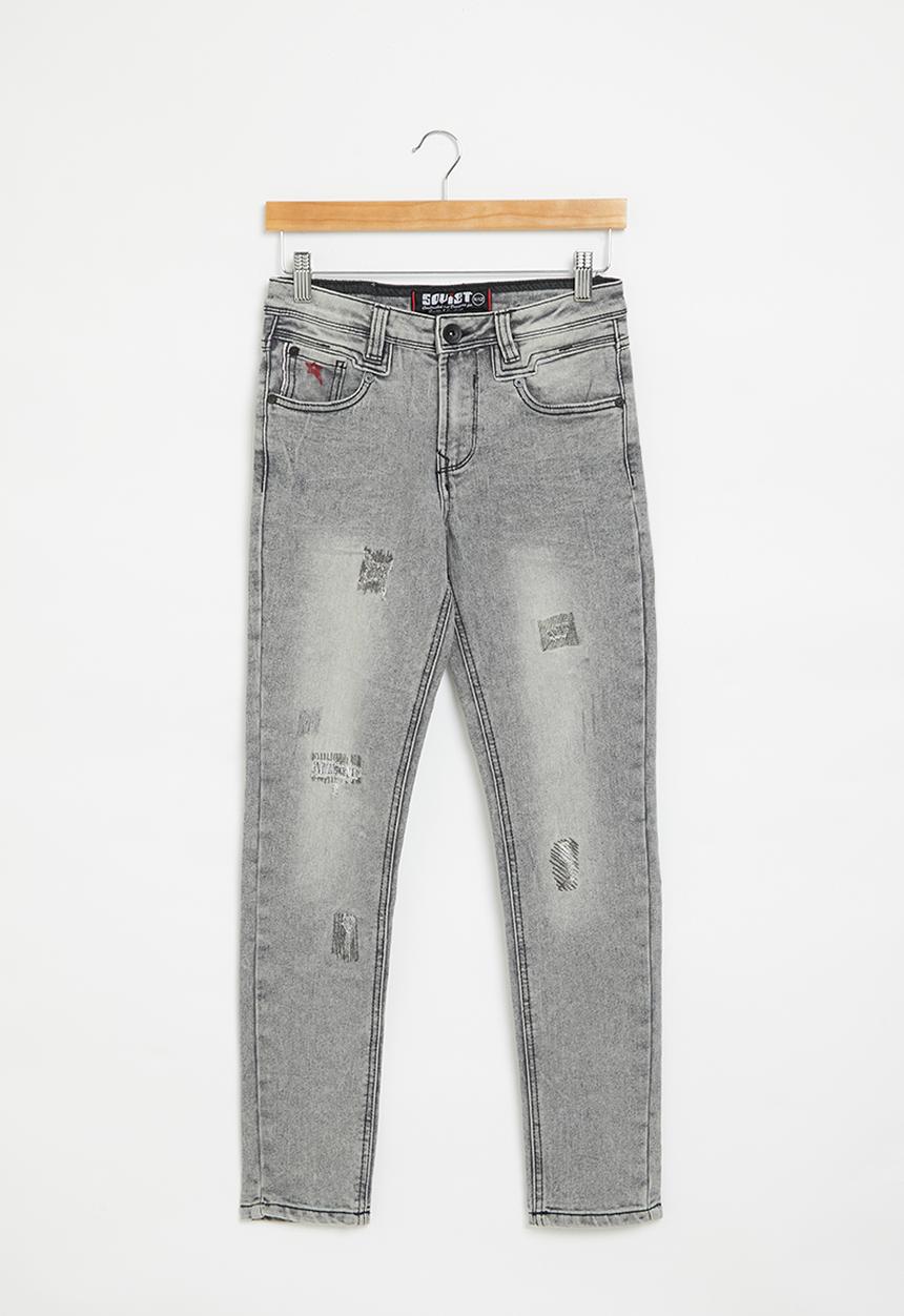 SOVIET - Boys fashion skinny denim - grey marble