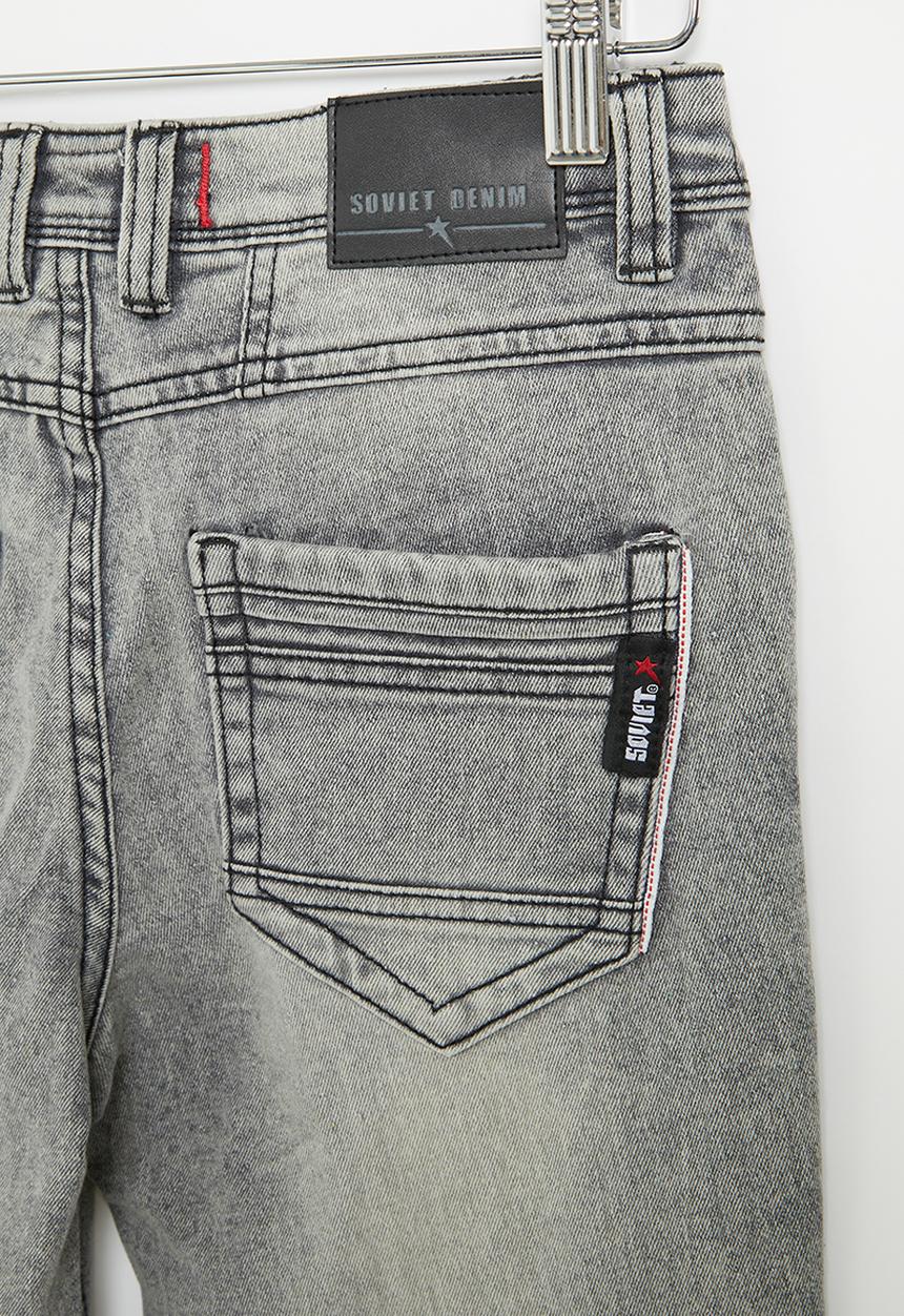 SOVIET - Boys fashion skinny denim - grey marble