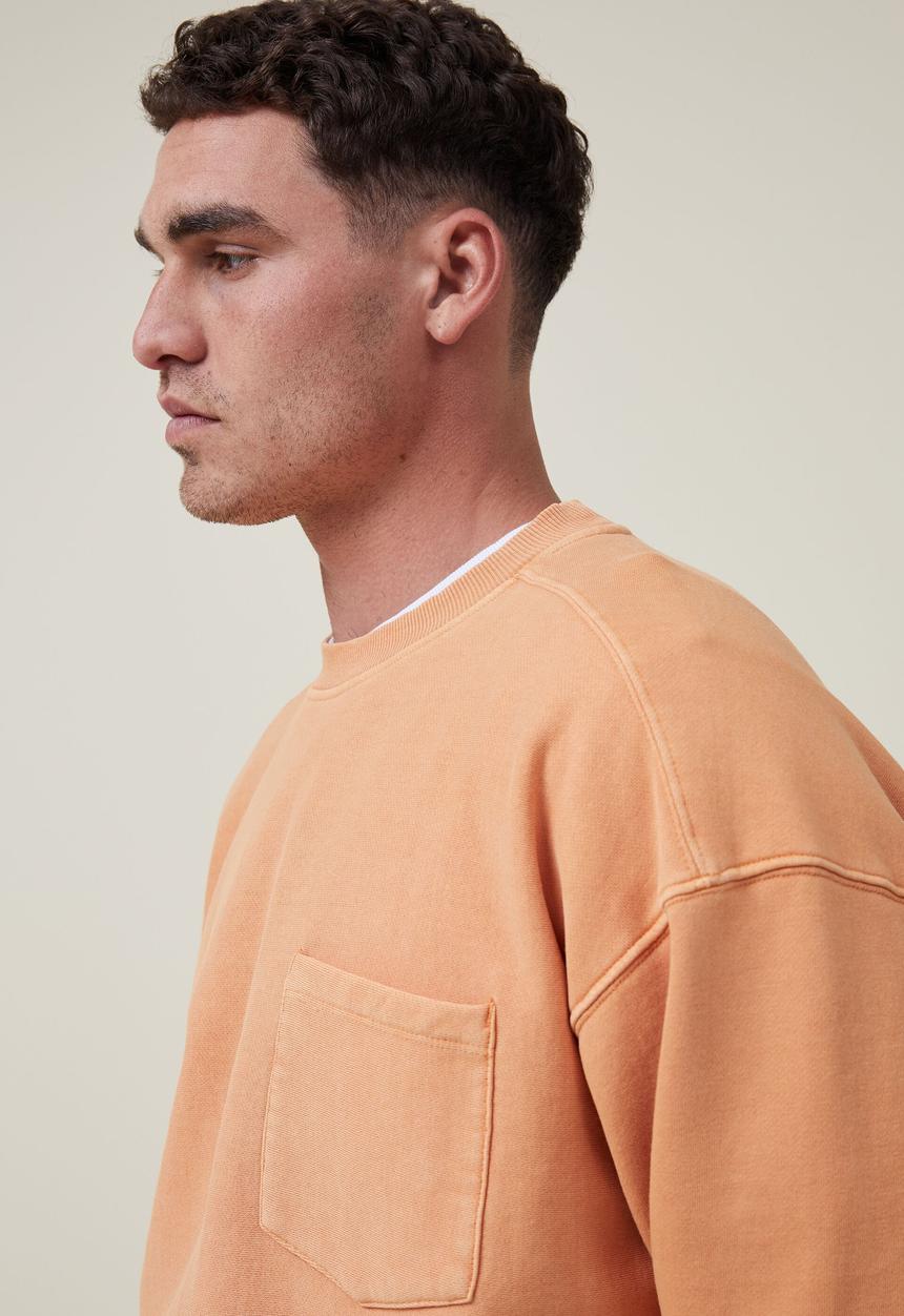 Cotton On - Oversized crew sweater - orange sun