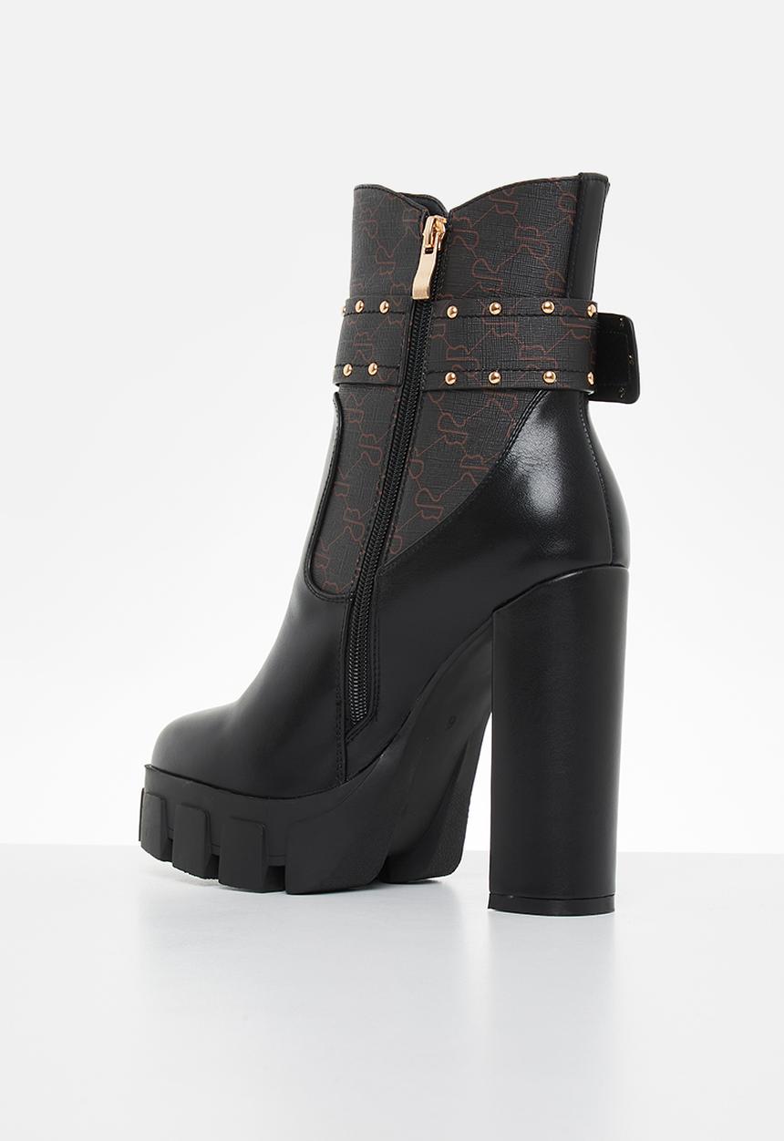 SISSY BOY - Girl crush buckle sb printed boot - black