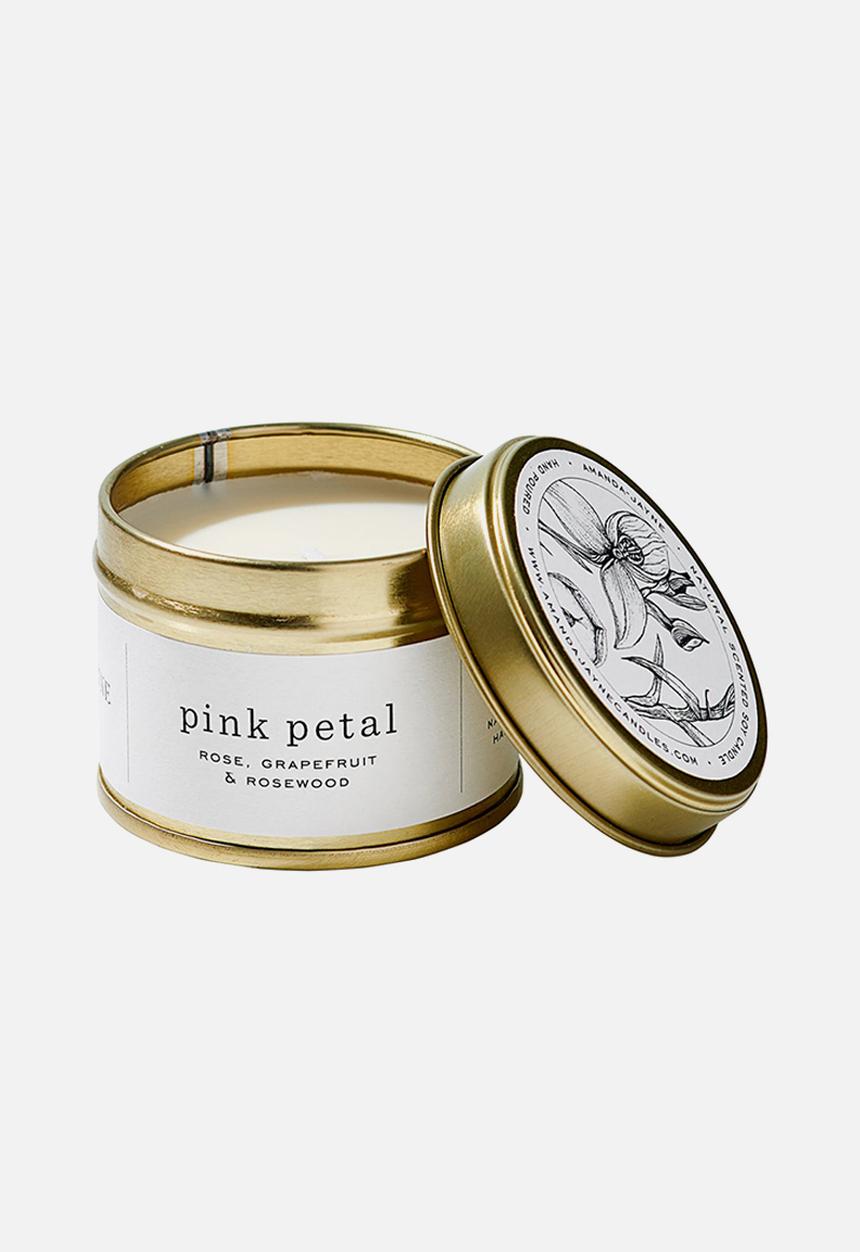 Amanda Jayne - Pink petal gold travel tin candle