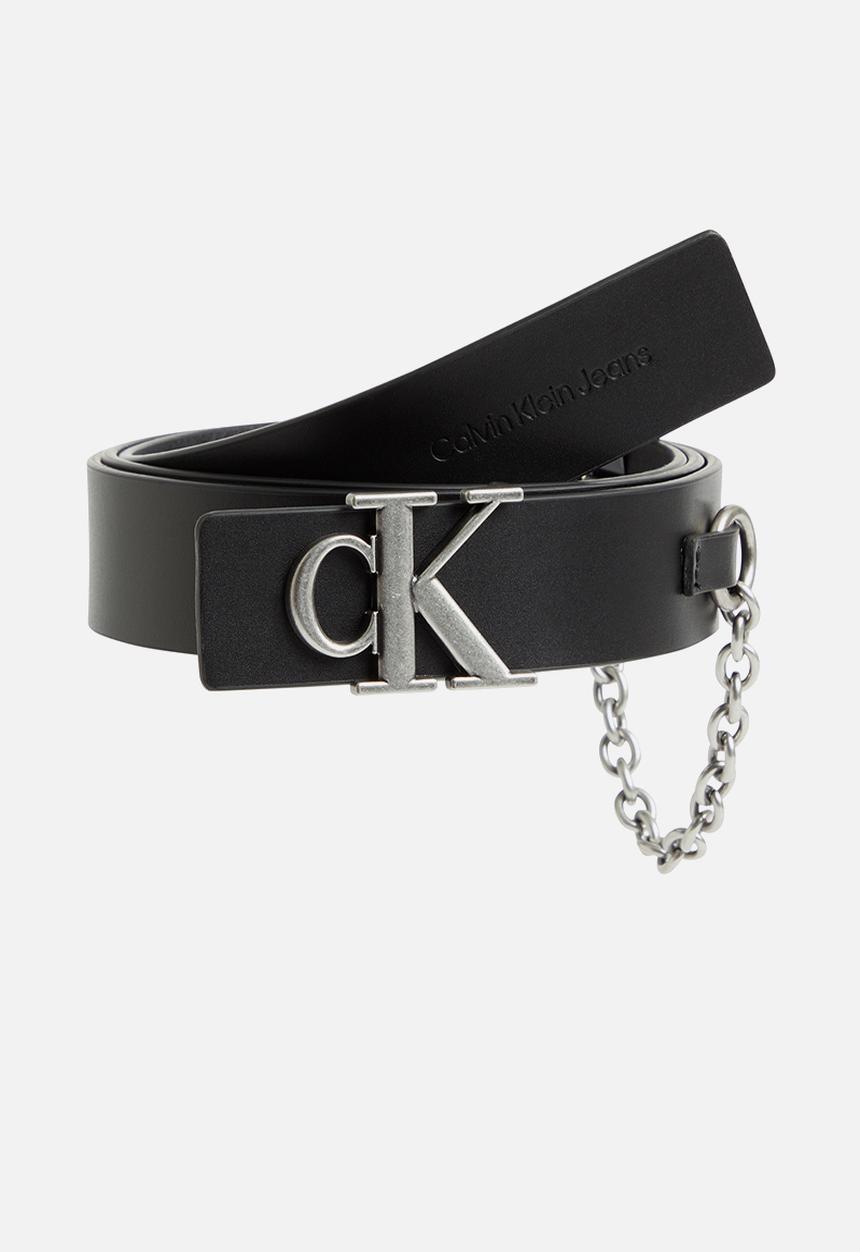 Calvin Klein - Mono hardware leather belt 30mm - black 