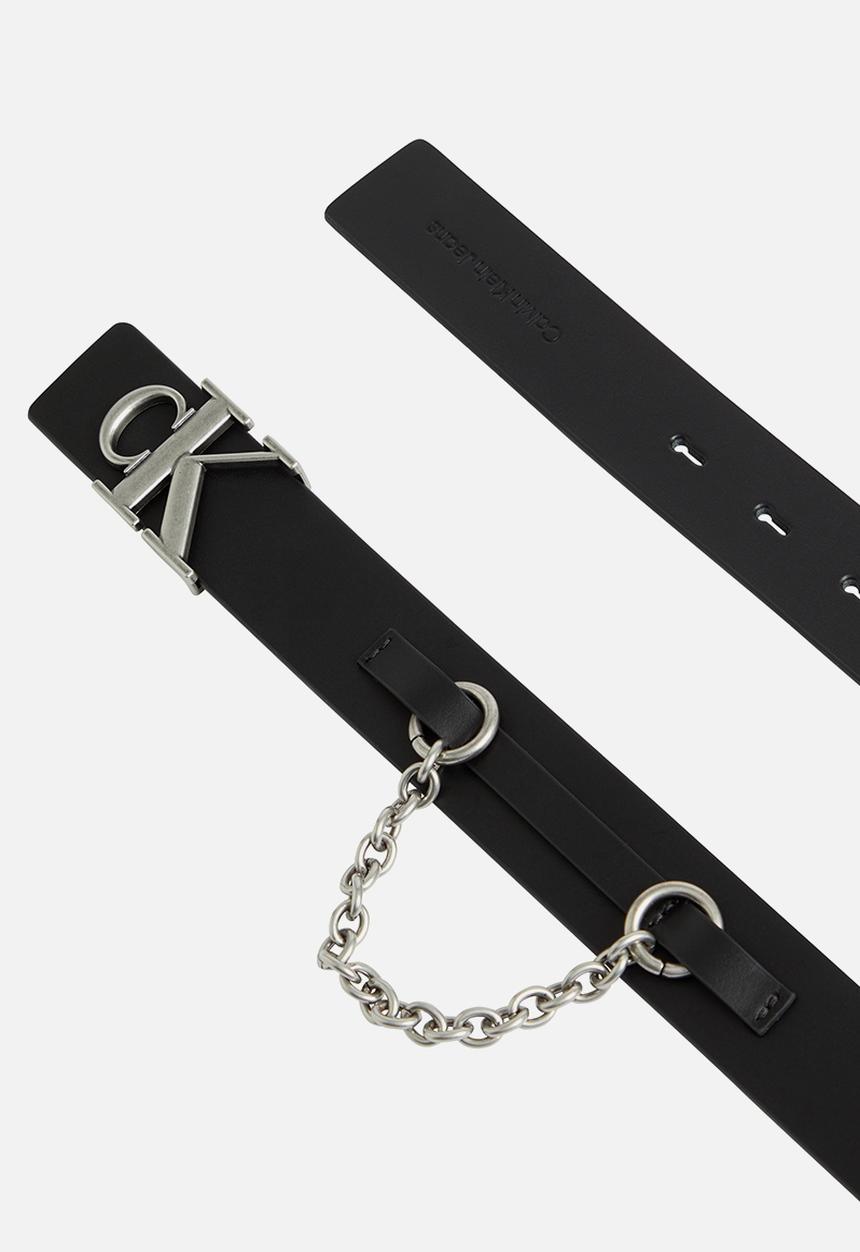 Calvin Klein - Mono hardware leather belt 30mm - black 