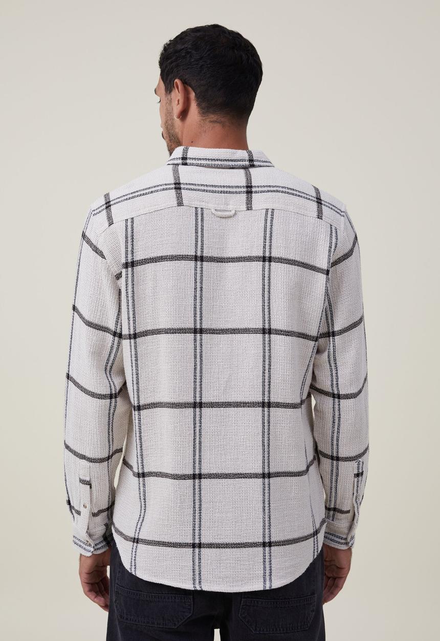 Cotton On - Portland long sleeve shirt - ecru gauze check