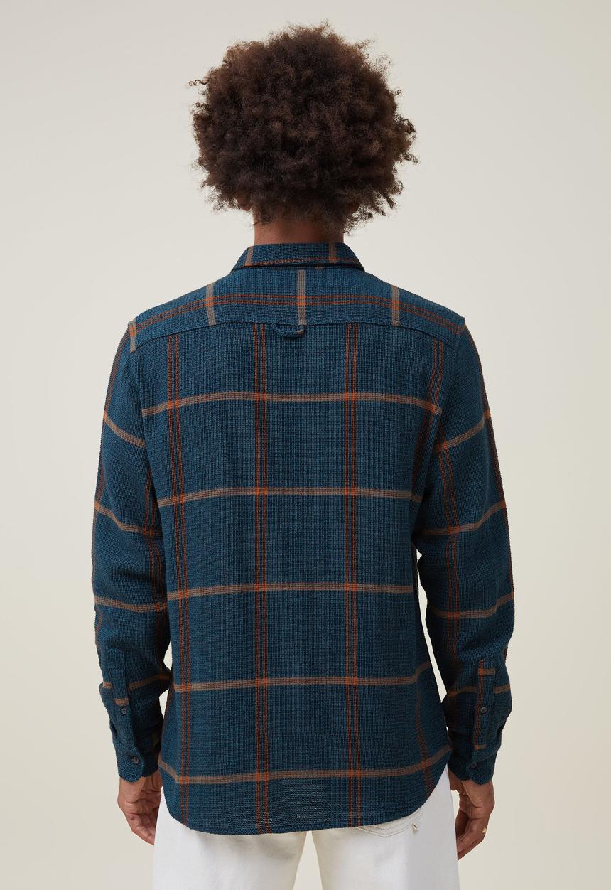 Cotton On - Portland long sleeve shirt - teal gauze check