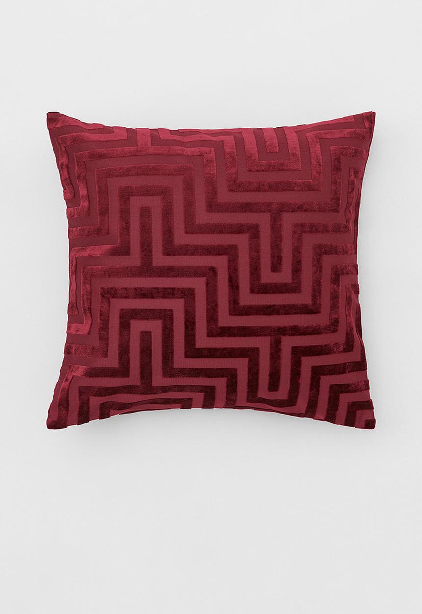 H&M - Velvet cushion cover - dark red/patterned