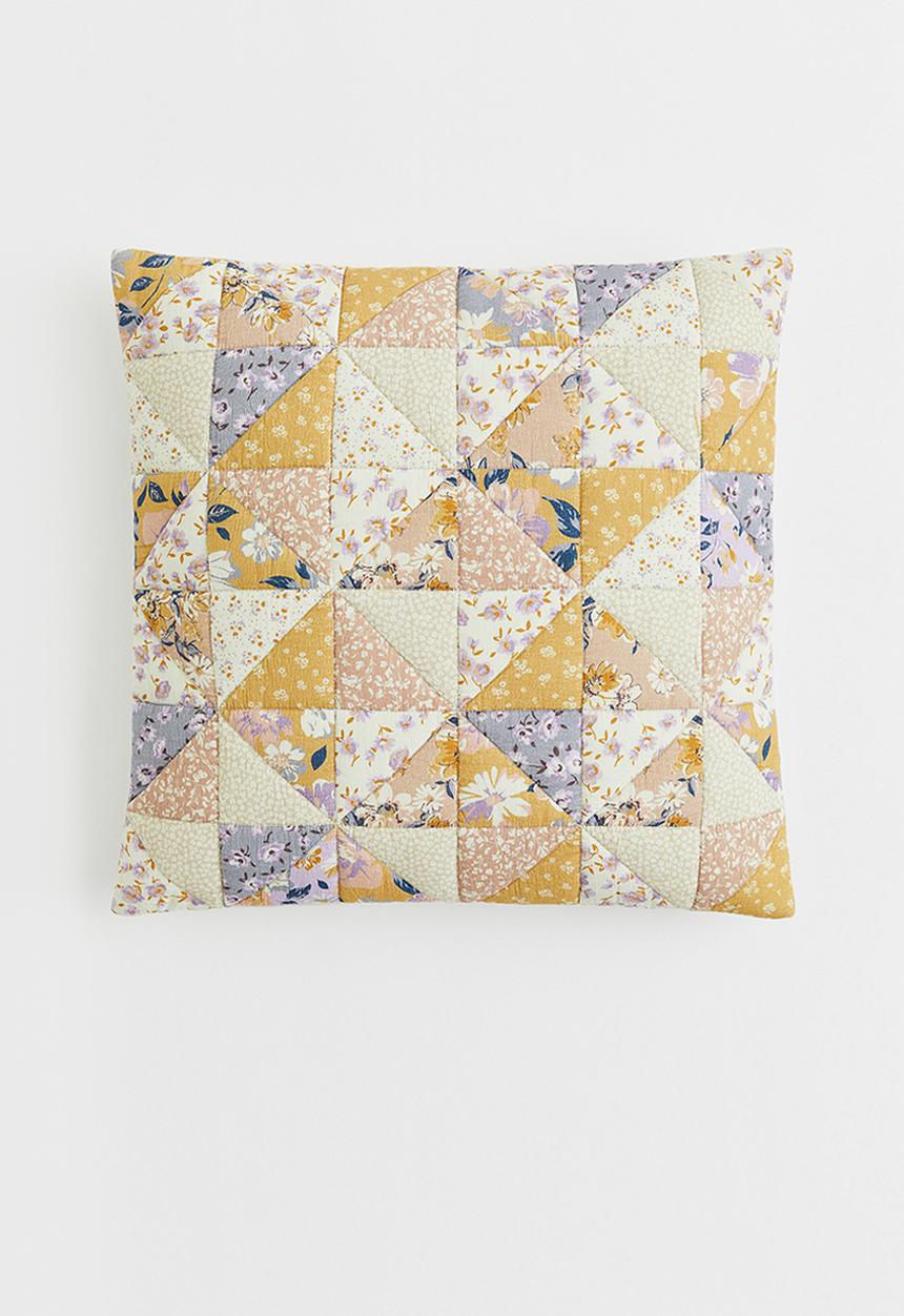 H&M - Quilted cushion cover - yellow/floral