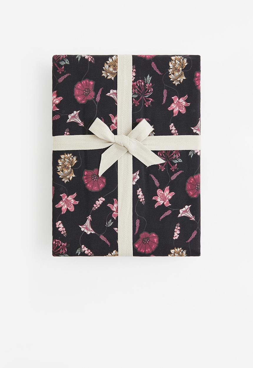 H&M - Cotton double/king size duvet cover set - black/floral