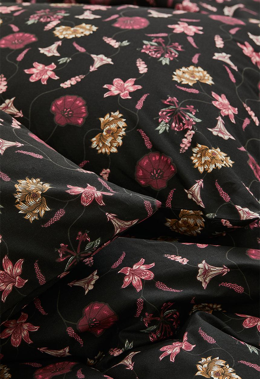 H&M - Cotton double/king size duvet cover set - black/floral