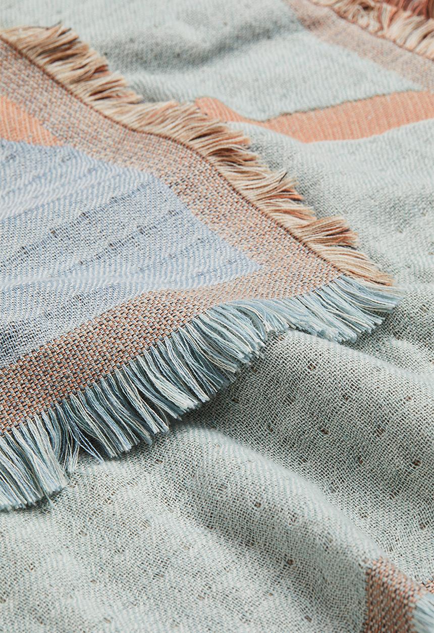 H&M - Jacquard-weave blanket - light blue/block-coloured