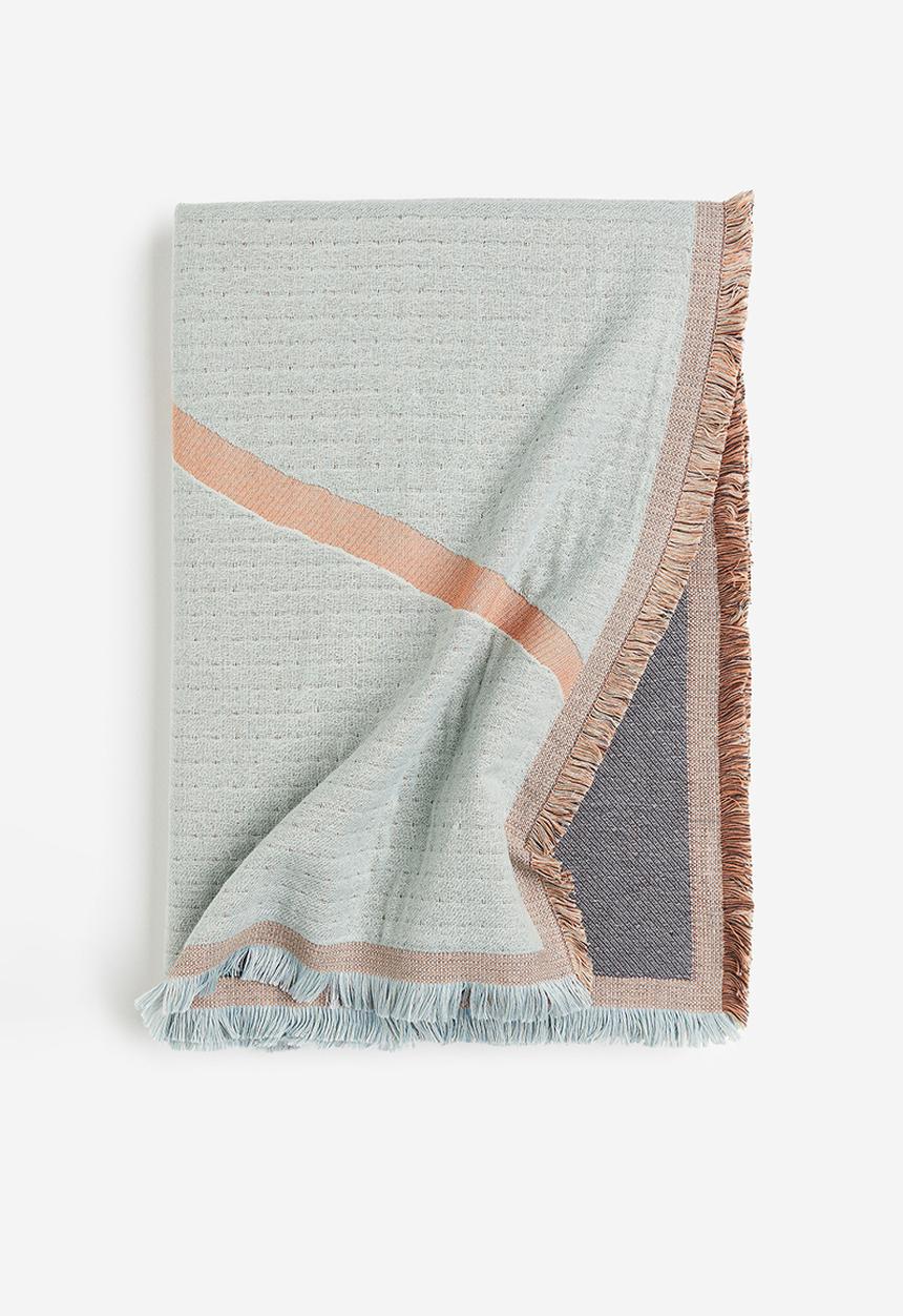 H&M - Jacquard-weave blanket - light blue/block-coloured