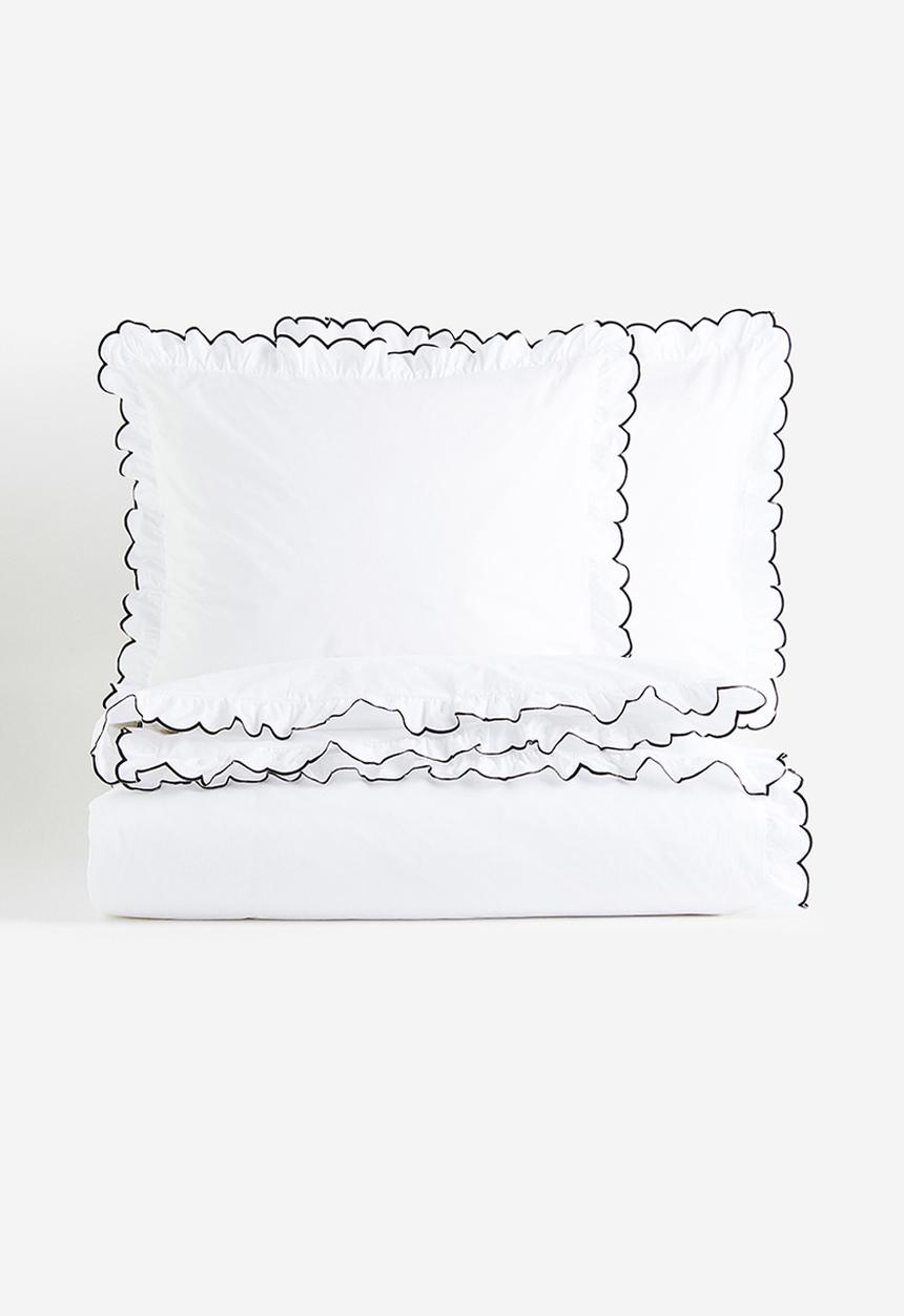 H&M - Double oxford-edge duvet cover set - white