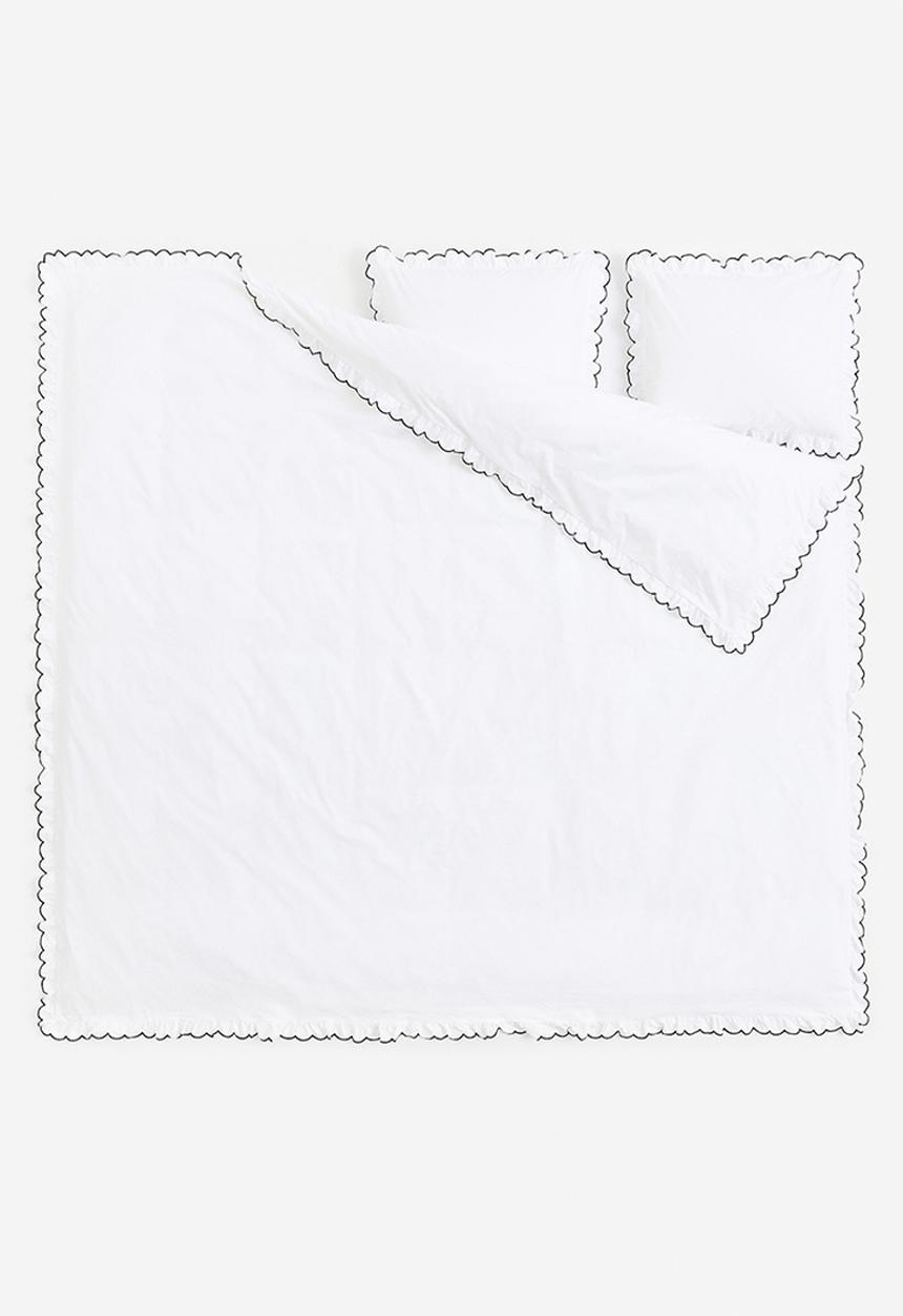 H&M - Double oxford-edge duvet cover set - white
