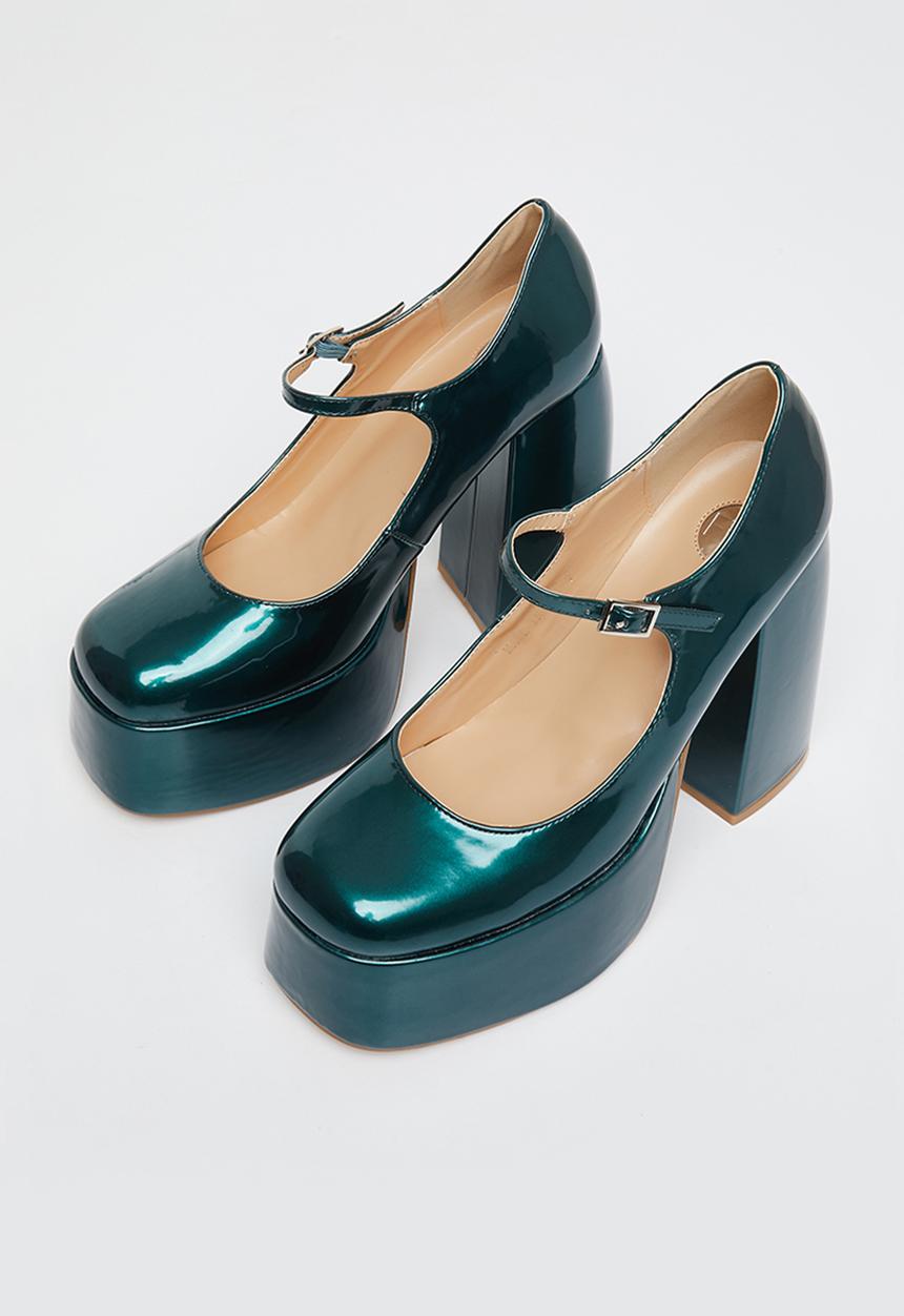 Footwork - Antia platform heel - dark green