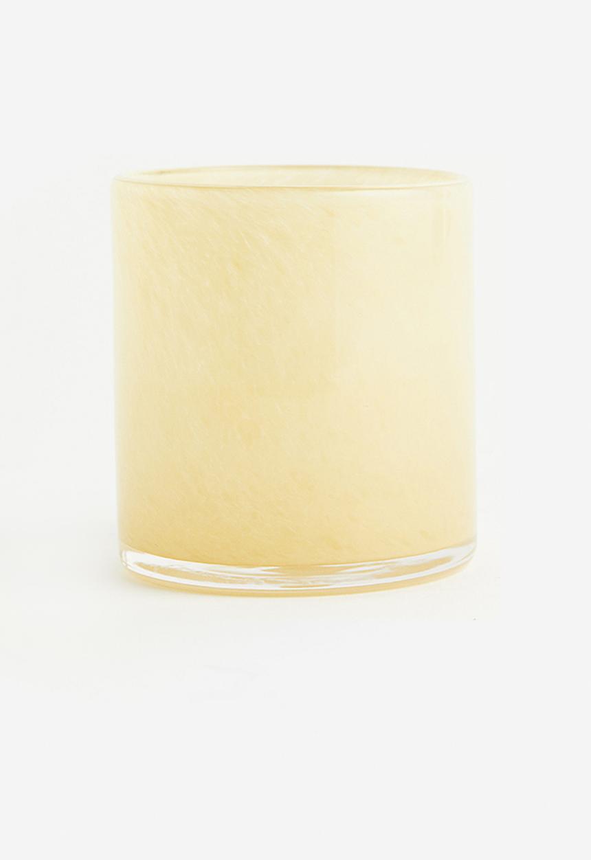H&M - Small glass tealight holder - light yellow