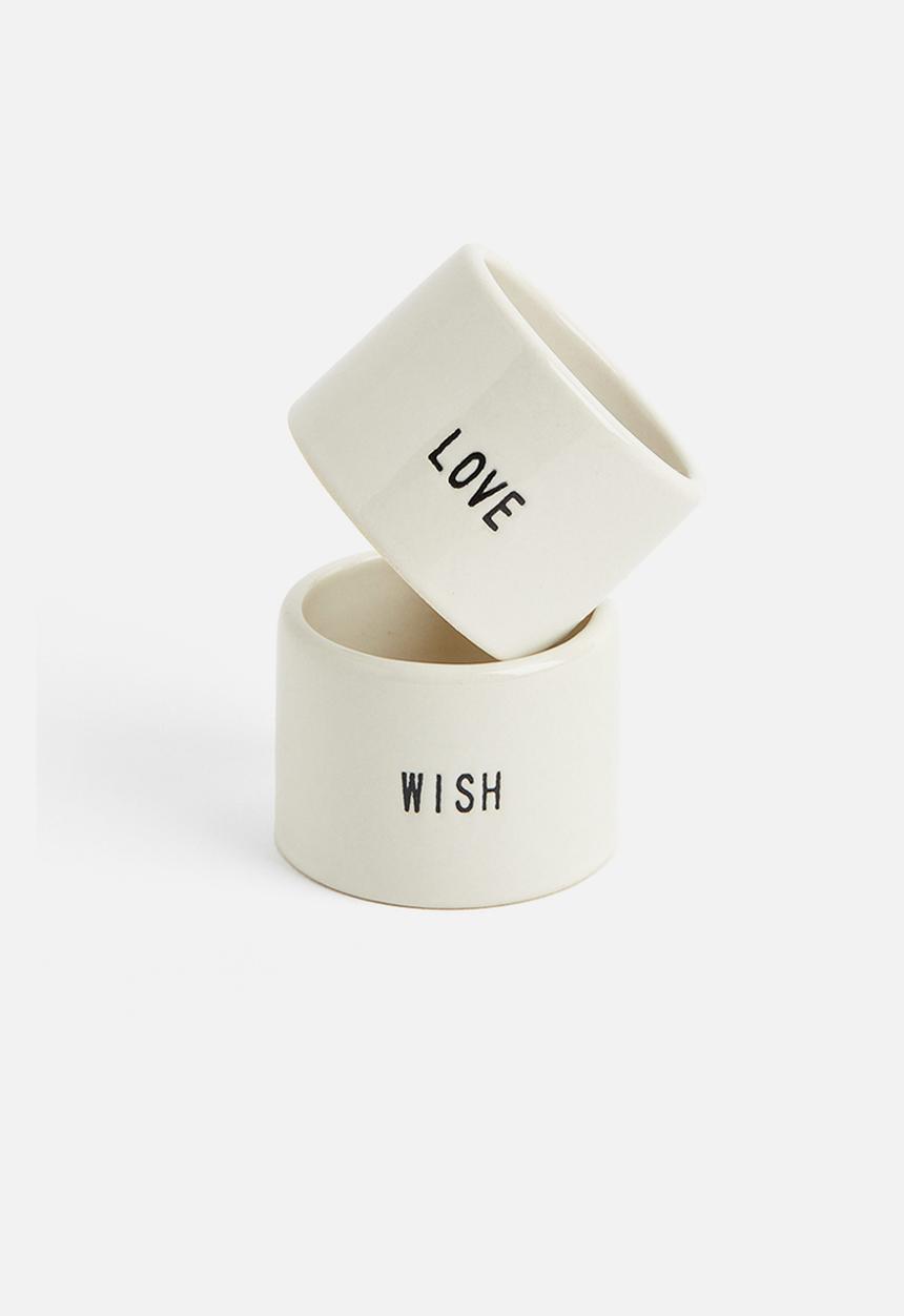 H&M - 2-pack stoneware napkin rings - natural white