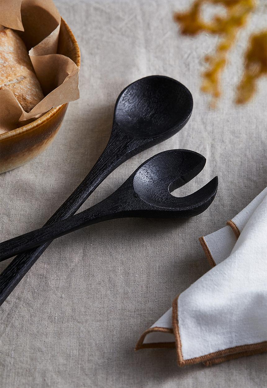 H&M - Wooden salad servers - black