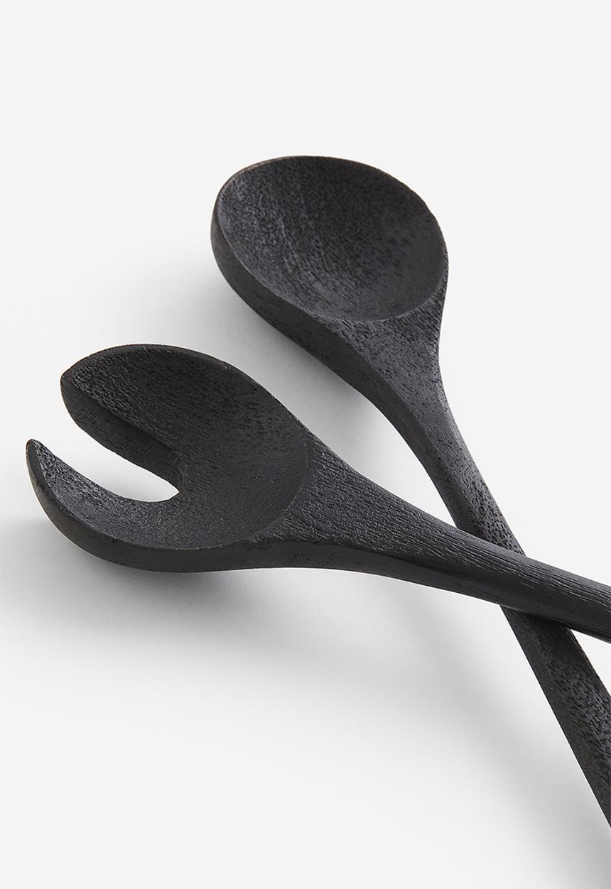 H&M - Wooden salad servers - black