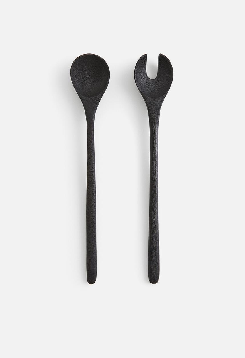 H&M - Wooden salad servers - black