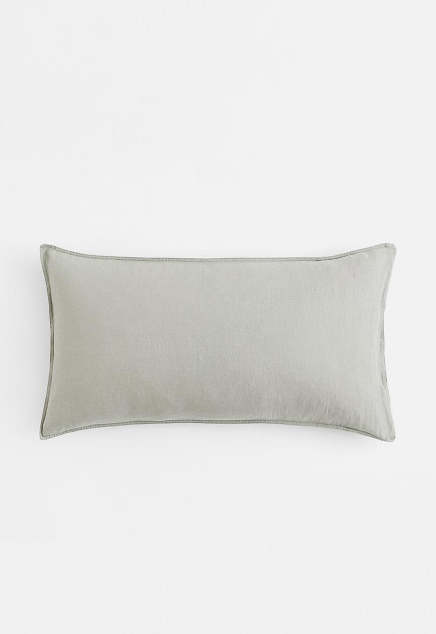 H&M - Washed linen pillowcase - sage green