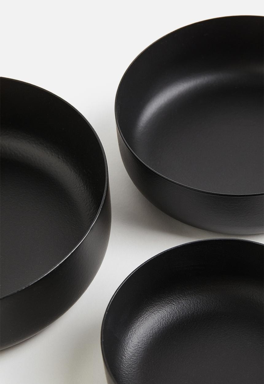 H&M - 3 Pack metal bowls - black