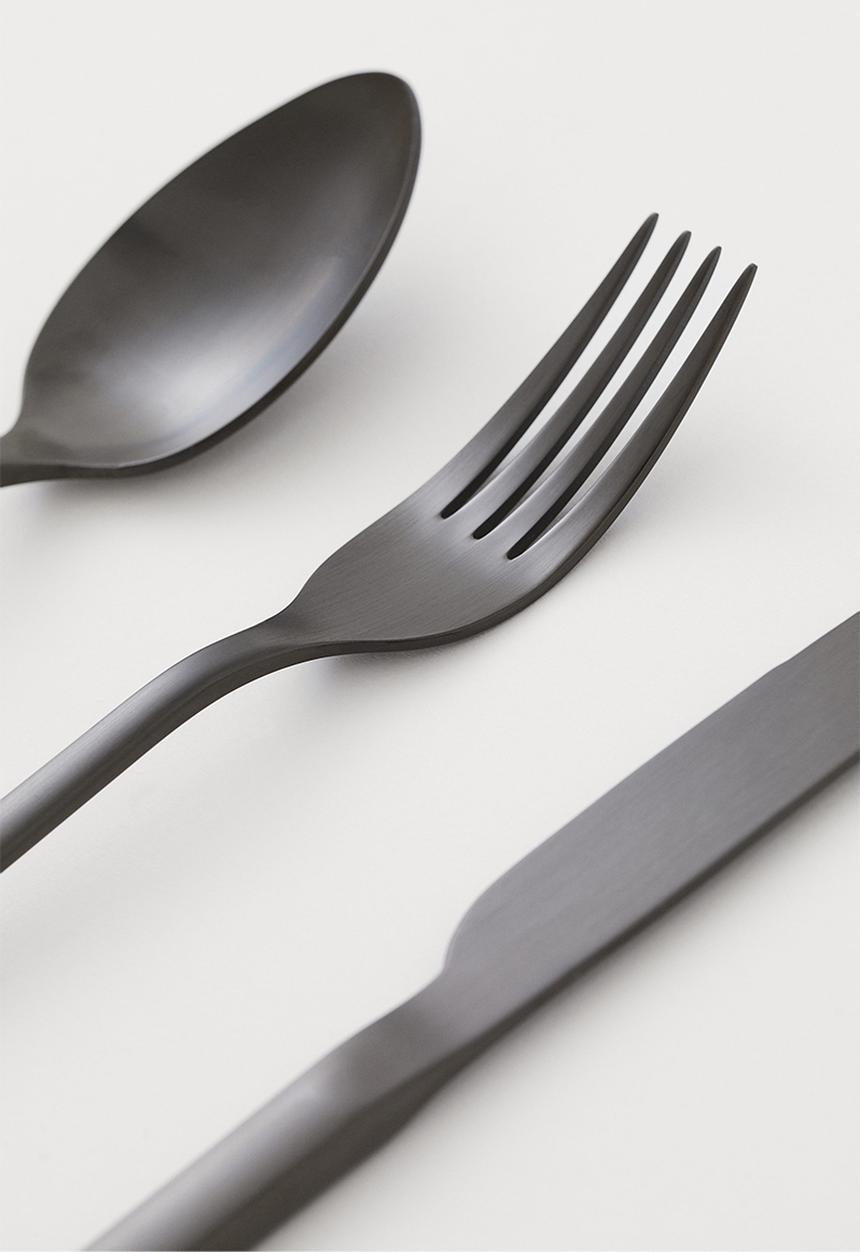 H&M - 3-pack cutlery - black/matt