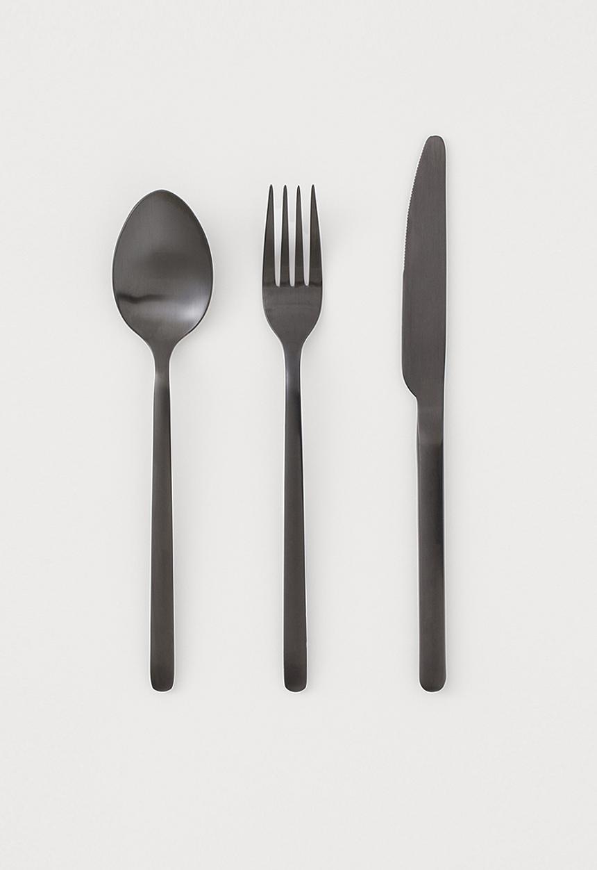 H&M - 3-pack cutlery - black/matt